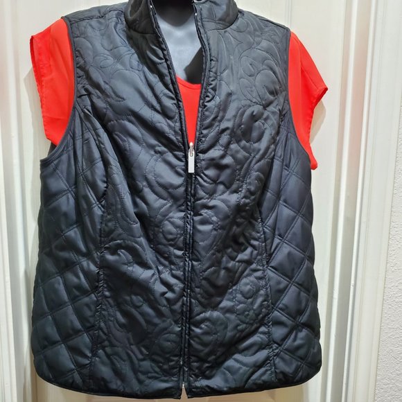 WESTBOUND WOMAN Reversible Black/White Quilted Vest Jacket, 1X - Picture 3 of 11
